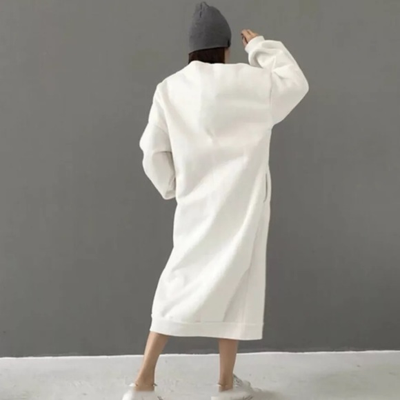 Sweater dress cotton sweatshirt white minimalist pullover Korean Fashion Womens - Picture 5 of 6
